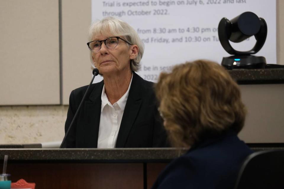 Christine Arrington, an archaeologist who specializes in human remains, testifies at the Kristin Smart murder trial at Monterey County Superior Court in Salinas on Sept. 1, 2022.