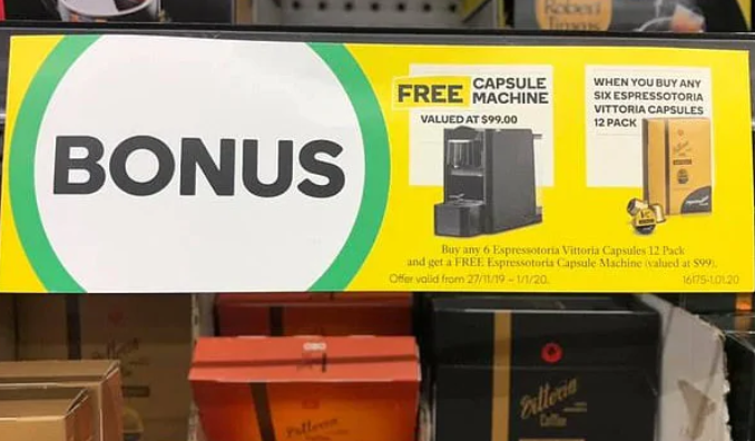 Woolworths free coffee machine deal