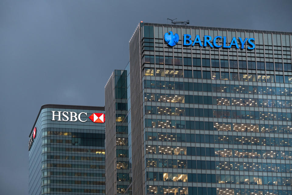 Bank of England  The London headquarters of HSBC and Barclays banks, at Canary Wharf in east London. Many banks are moving assets from London to other EU cities in the face of uncertainty over Brexit. Picture date: Monday December 3, 2018. Photo credit should read: Matt Crossick/ EMPICS Entertainment.