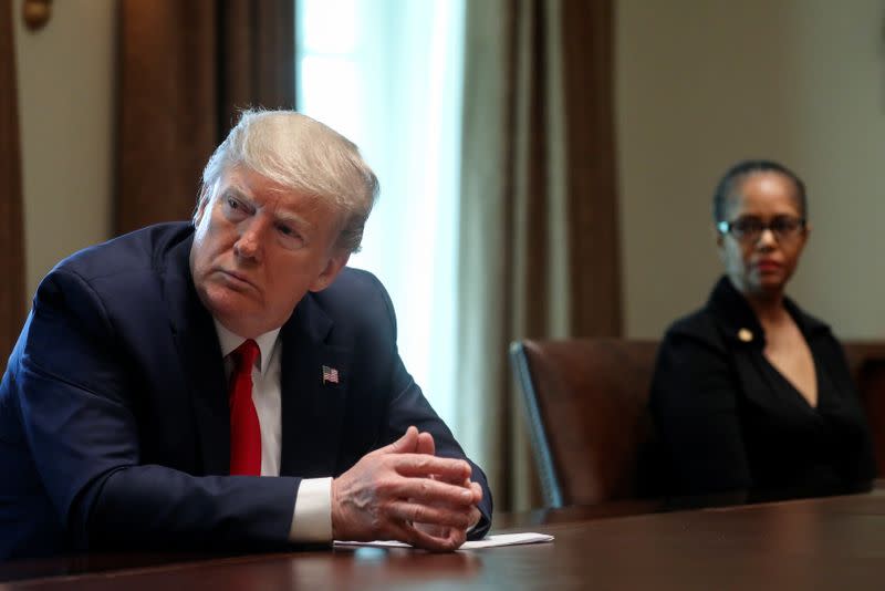 U.S. President Trump hosts meeting with recovered coronavirus patients and family members at the White House in Washington