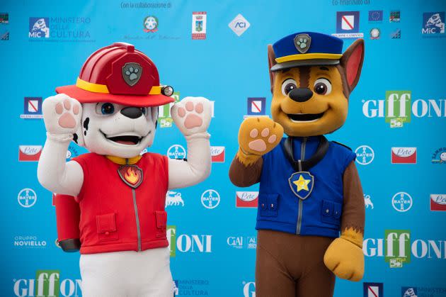 Two characters from the childrens’ animated series “Paw Patrol” that Gellar would not want tattooed on her kids’ faces. (Photo: Ivan Romano via Getty Images)