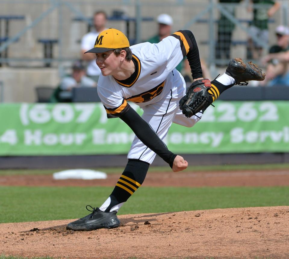 Starting pitcher Matt Wilmarth delivers the ball for McQuaid.