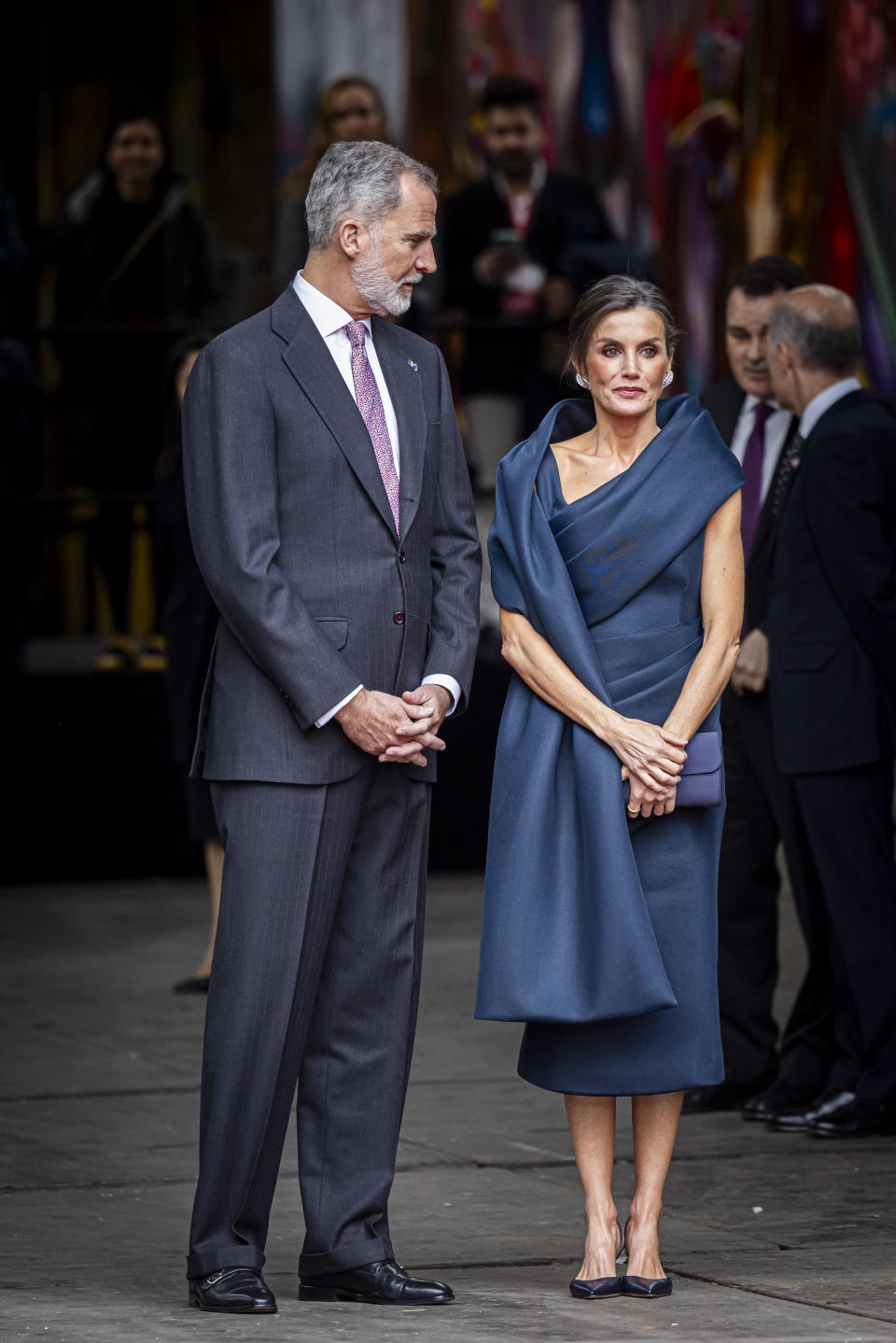 King Felipe of Spain and Queen Letizia of Spain wearing black shoes in Amsterdam