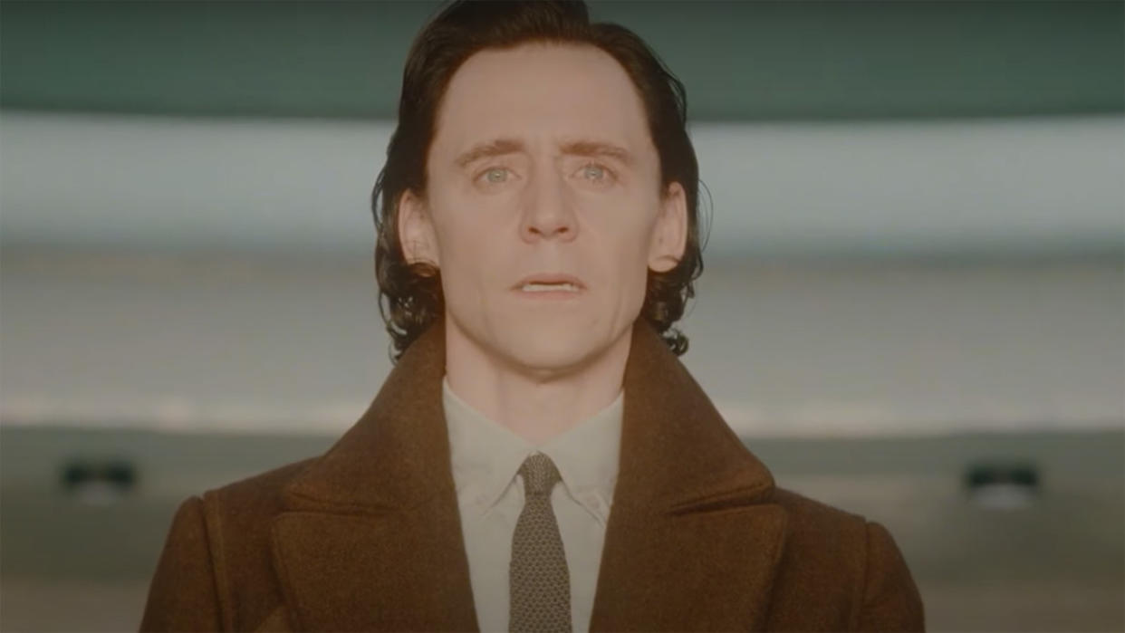  An emotional Loki looks out onto the Temporal Loom in Loki season 2 episode 6. 