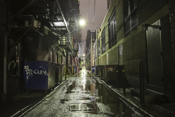 'Dark alleyway in Boston, MassachusettsMore urban scenes'