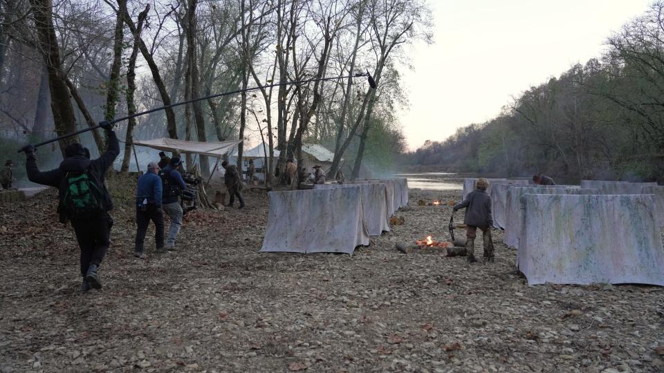 Scenes from production of "Savage Lands," a movie being produced and directed in Kingston Springs, Tennessee.