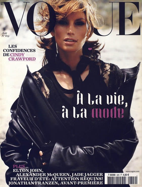 Cindy Crawford on the cover of Vogue Paris August 2002
