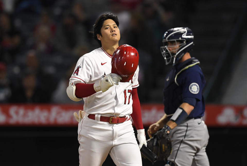 大谷翔平近期打擊機會少之又少，頻頻被保送。(Photo by Kevork Djansezian/Getty Images)