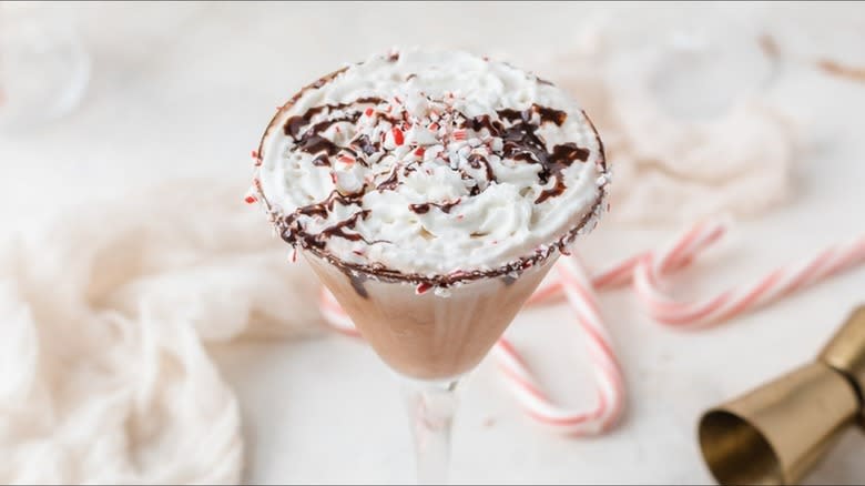 chocolate peppermint martini on table