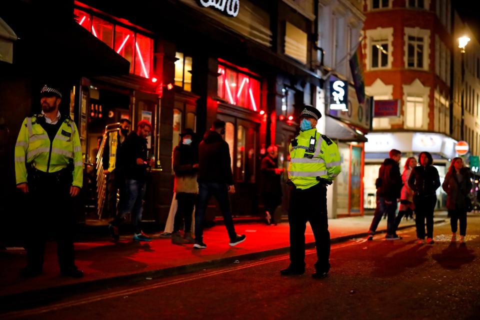 Police patrol the streets of Soho (AFP via Getty Images)