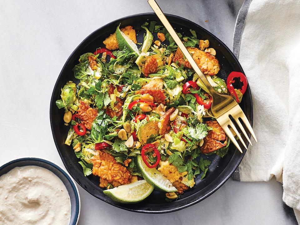 Wednesday: Brussels Sprouts and Crispy Tempeh With Soy Dressing