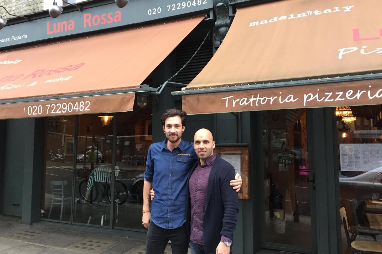 Marco Spagnolo and Frederico Parisi outside Luna Rossa restaurant in Notting Hill: Victoria Noble