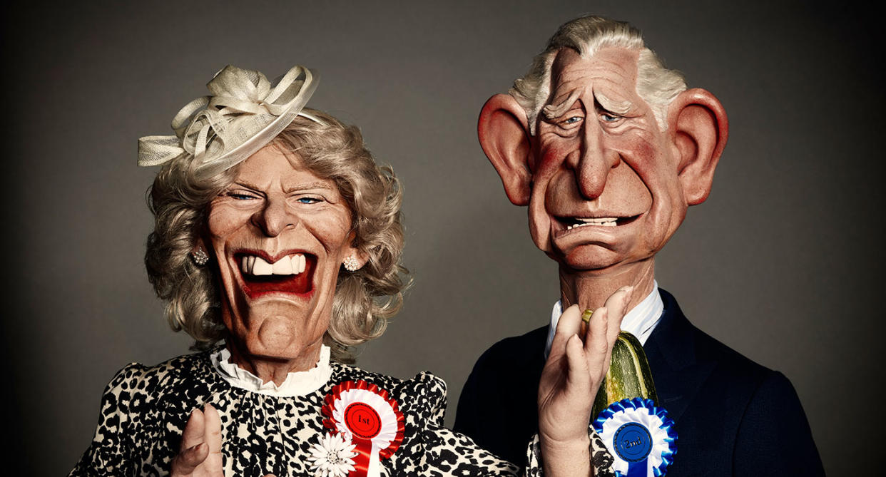 Camilla and Charles will be lampooned on Britbox's new Spitting Image. (ITV)
