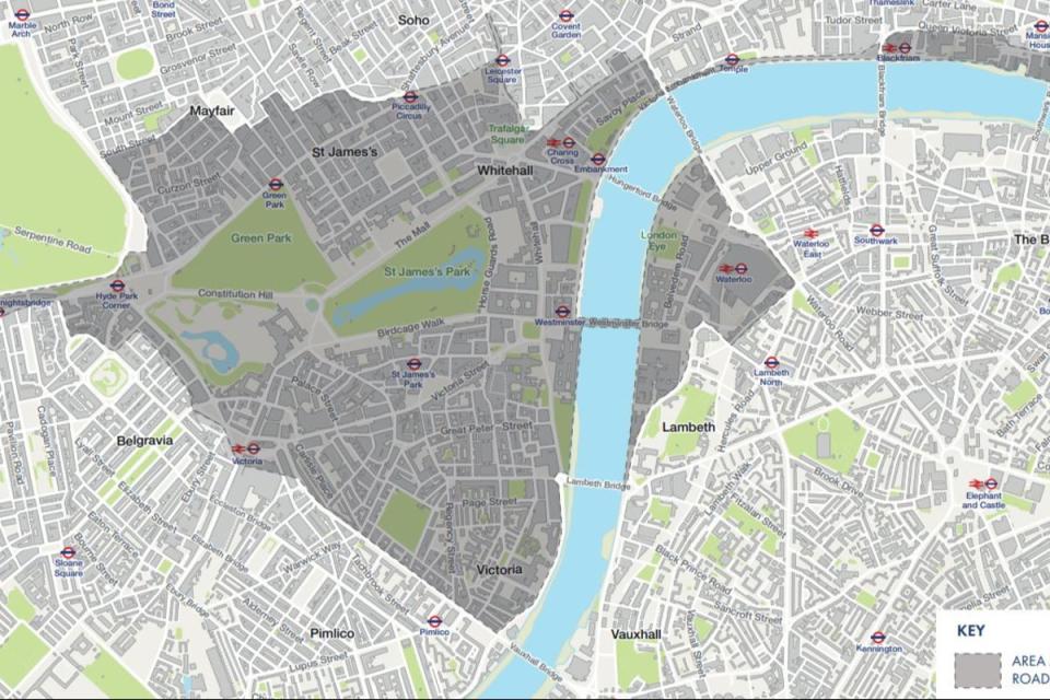 May 6 road closure map (City of Westminster / Ordnance Survey / DCMS)