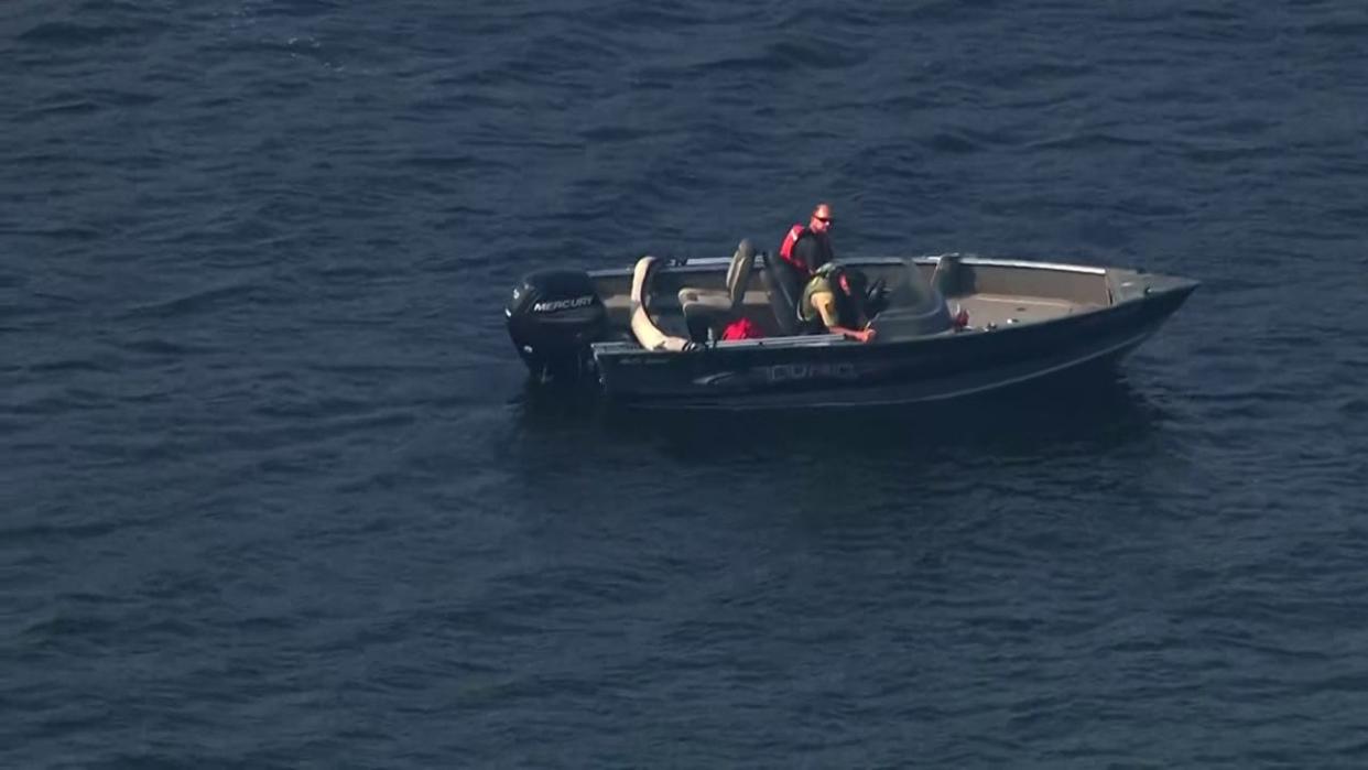 <div>Aerial photos from FOX 9s chopper. Search crews comb Nest Lake on Sunday for a missing kayaker.</div> <strong>(FOX 9)</strong>