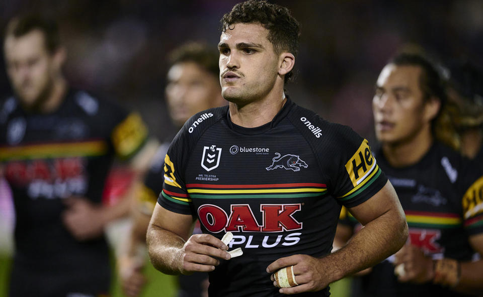 Nathan Cleary, pictured here in action for the Penrith Panthers in the NRL.