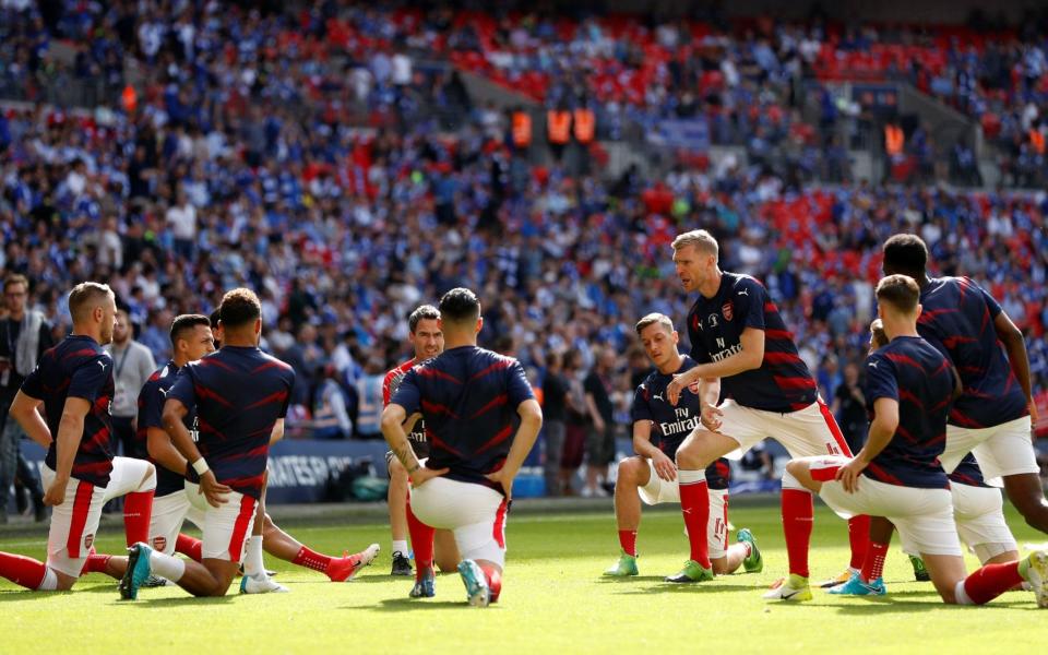 Arsenal players doing their pre-game warm-up - Credit: John Sibley/Action Images via Reuters 