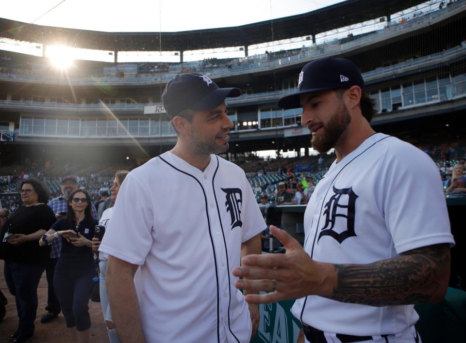 Jader Bignamini met Tigers catcher Eric Haase while attending a game at Comerica Park on June 14, 2022.