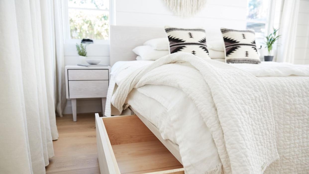 storage bed with drawers pulled out