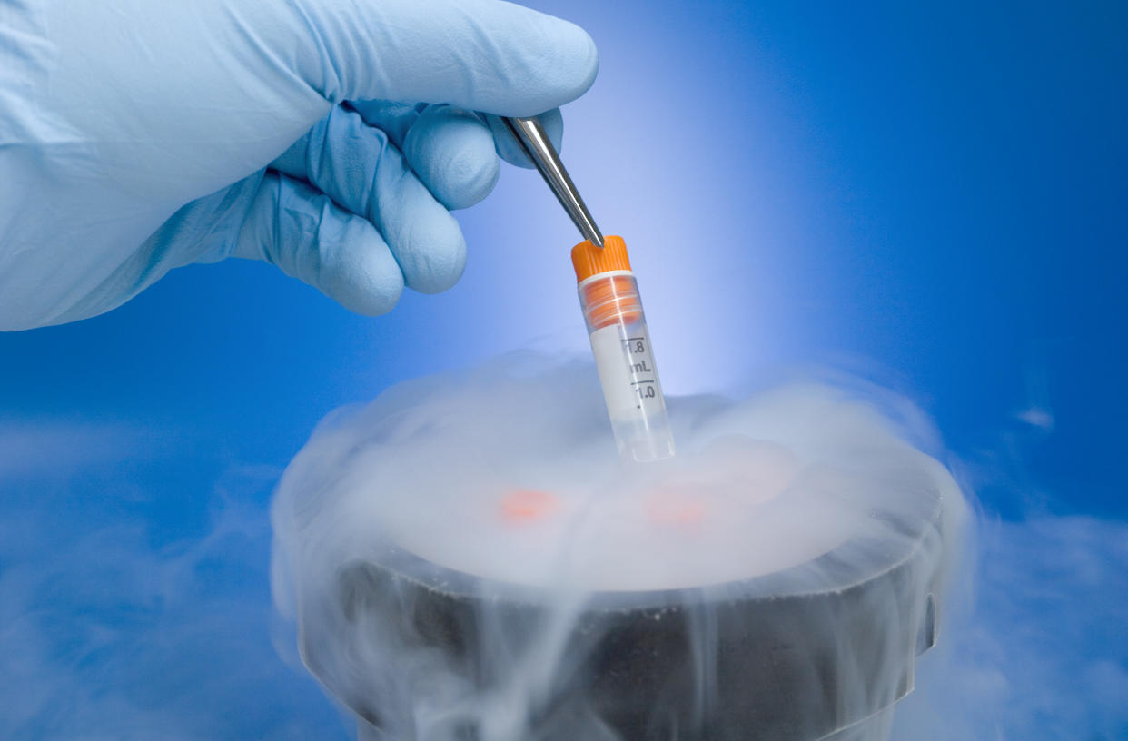 Frozen embryos can be safely stored for 10 years or more.