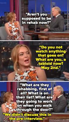 When David Letterman brought up rehab while interviewing Lindsay Lohan: