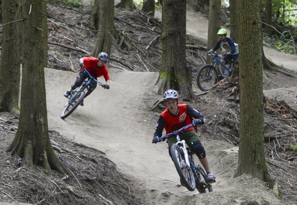 Whatcom Mountain Bike Coalition maintains trails, including the Evolution Trail, here in 2016, on Galbraith Mountain in Bellingham.