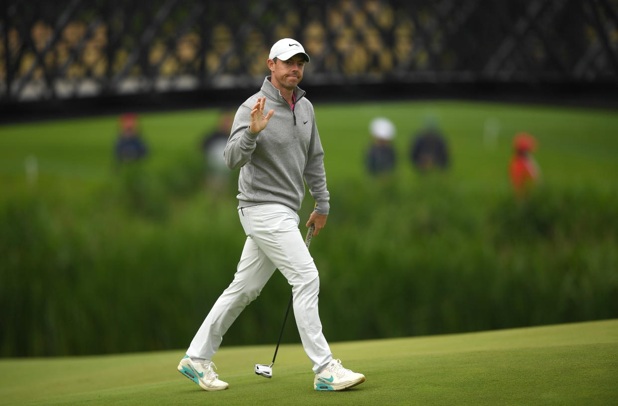 Limerick , Ireland - 5 July 2022; Rory McIlroy of Northern Ireland walks onto the 18th green during day two of the JP McManus Pro-Am at Adare Manor Golf Club in Adare, Limerick. (Photo By Eóin Noonan/Sportsfile via Getty Images)