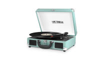 <p>Vintage three-speed Bluetooth suitcase turntable with speakers, $50,<a rel="nofollow noopener" href="https://www.amazon.com/dp/B01MQ2RBTZ/ref=twister_B0765YSCNB?_encoding=UTF8&th=1" target="_blank" data-ylk="slk:amazon.com;elm:context_link;itc:0;sec:content-canvas" class="link "> amazon.com</a> </p>