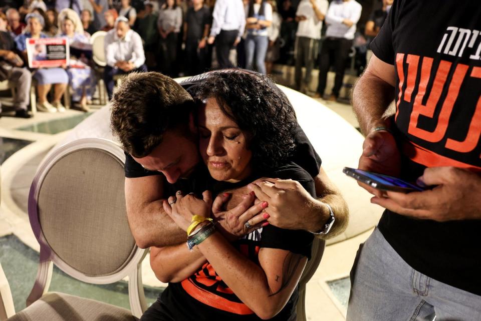 Meirav Leshem Gonen, the mother of Romi Gonen (Ronen Zvulun/Reuters)