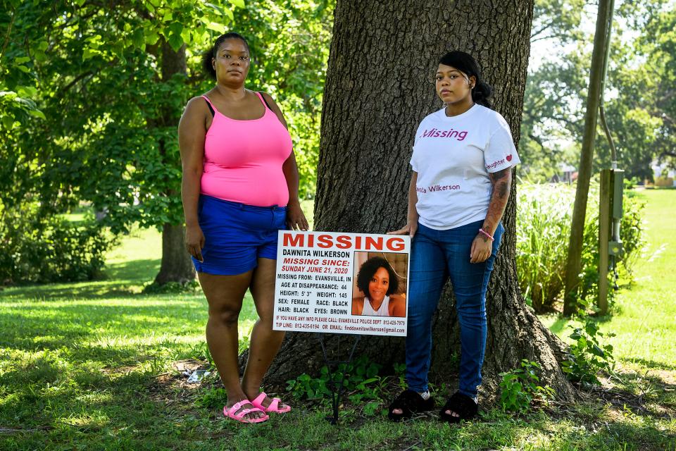 Dawnita Wilkerson of Evansville has been missing since June 21, 2020, and her family, including her aunt Nora Martin, left, and daughter Kiahnna Wilkerson, right, are asking for help to find her. The community can send tips on Dawnita’s whereabouts to finddawnitawilkerson@gmail.com or call the tip line at (812)-435-6194 and the Evansville Police Department.