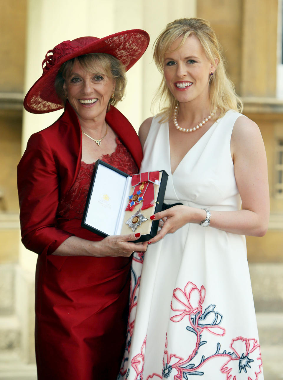 Esther Rantzen with her daughter Rebecca Wilcox after she made a Dame. (Getty)