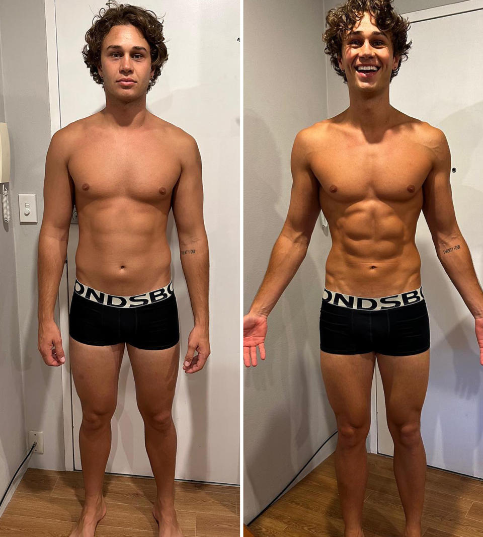 Matt Evans' before and after photos of his body