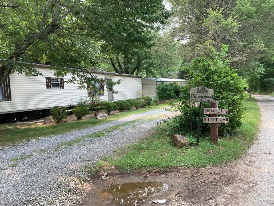 A view of the Earwood Mobile Home Park on Butler Road in South Asheville on July 17, 2023.