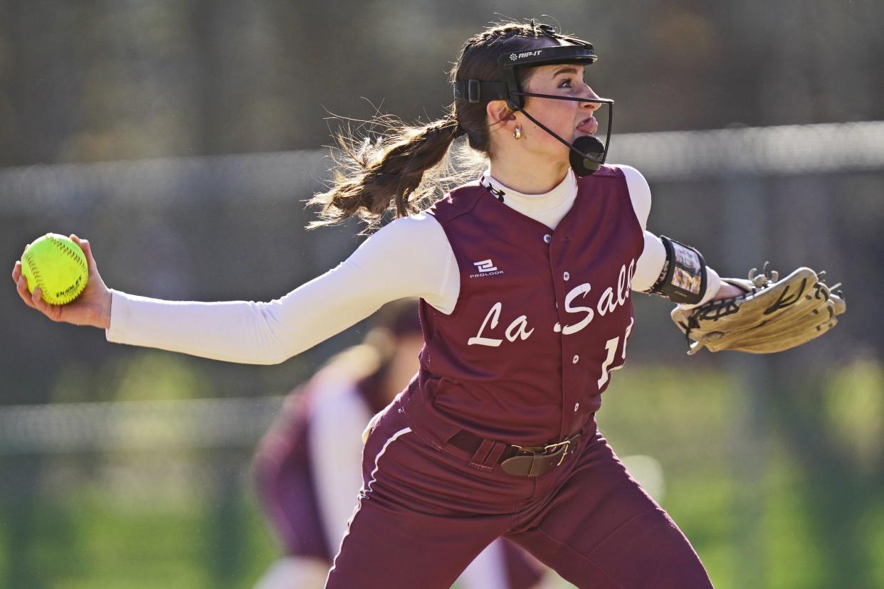 La Salle's Hailey Vigneau was on top of her game on Monday, giving up two hits and striking out eight as the Rams remained undefeated in D-I with a 7-0 win over East Greenwich.