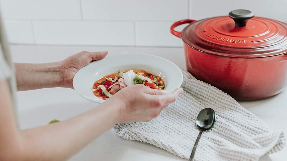 The Le Creuset dutch oven makes meal presentation simple.