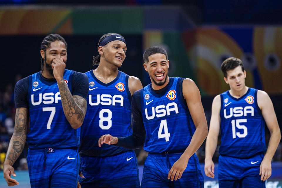 籃球世界盃美國隊Brandon Ingram、Paolo Banchero、Tyrese Haliburton、Austin Reaves 。(Photo by Ezra Acayan/Getty Images)