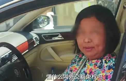 開使館車擋單行道，女駕駛嗆：懂什麽叫使館車嗎？懂什麽叫外交豁免權嗎？（圖／翻攝自微博）