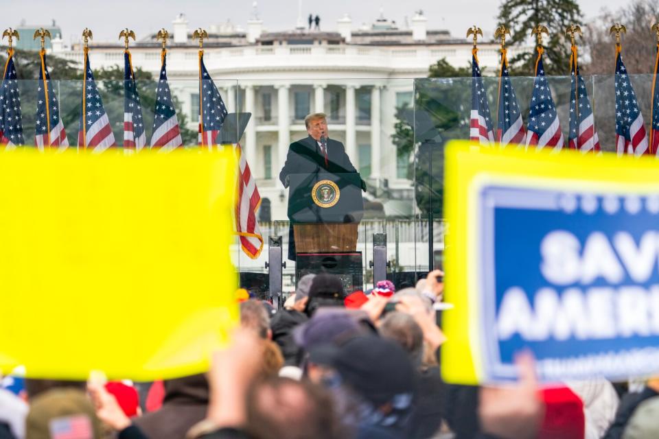 Donald Trump addresses supporters on Jan. 6, 2021.