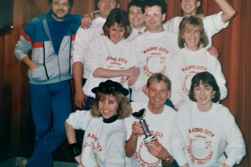 The Radio City bowling team, including Phil Easton (Far left), Dave Lincoln (Bottom row middle) and Laura Penn (Bottom row left)