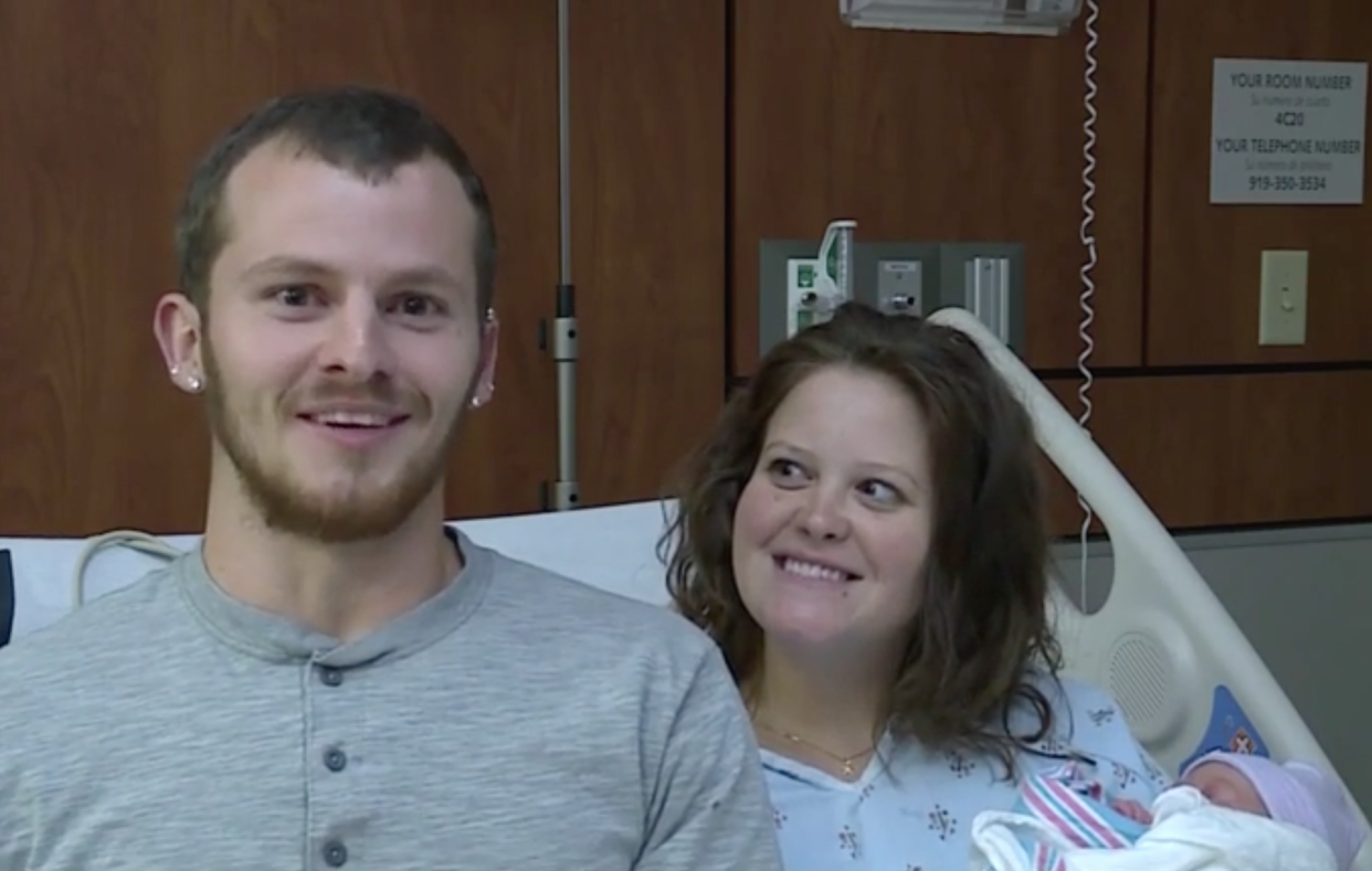 The Bakers had their baby on the side of the road after a state trooper pulled them over. (Photo: WRAL.com)