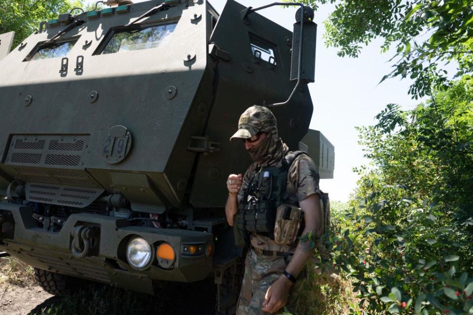 A Ukrainian serviceman as seen by the HIMARS vehicle in Eastern Ukraine on July 1, 2022.