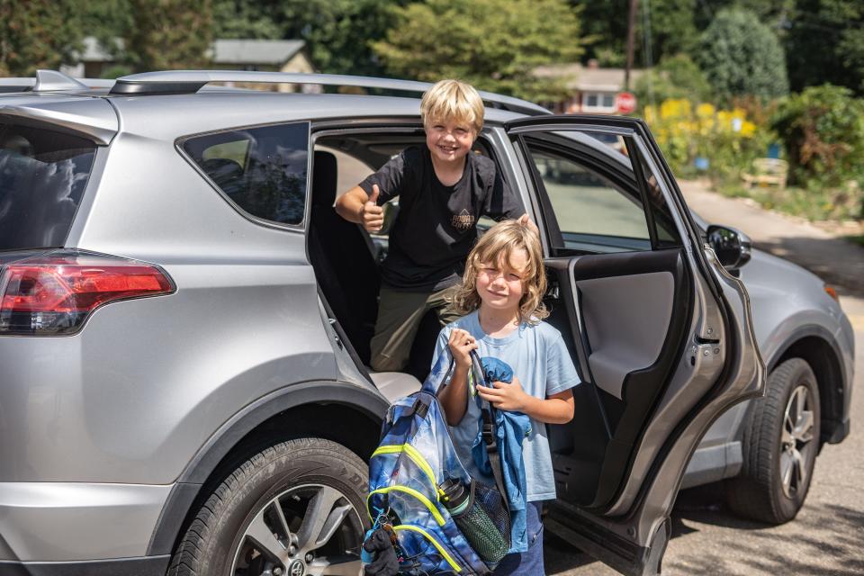 Parents and family members flock to Lucy S. Herring Elementary School to pick up their students after the first day of school on August 29, 2022.