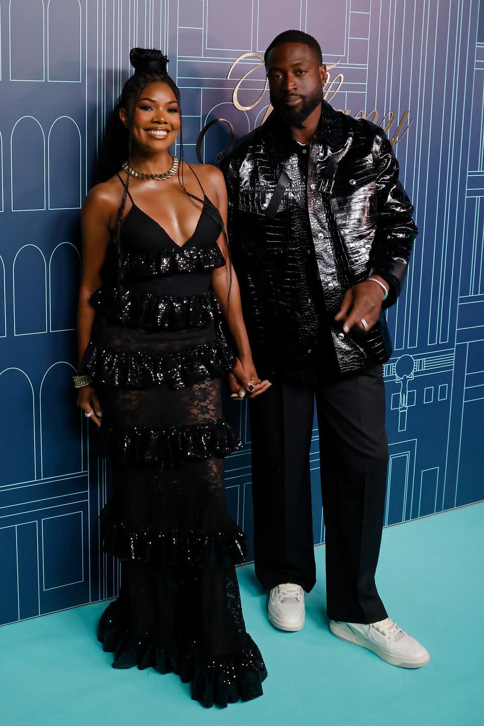 new york, new york april 27 gabrielle union and dwyane wade attend the reopening of the landmark at tiffany co 5th avenue on april 27, 2023 in new york city photo by taylor hillgetty images