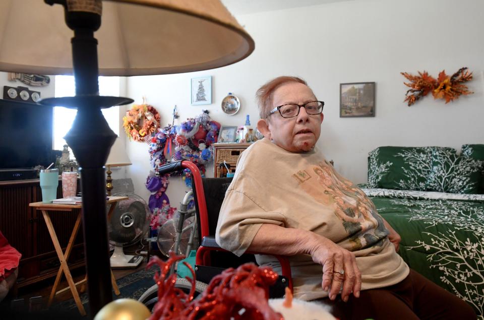 Marie Smith, 78, shown in November at her Oxnard studio, doesn't receive in Social Security benefits to pay her monthly rent.