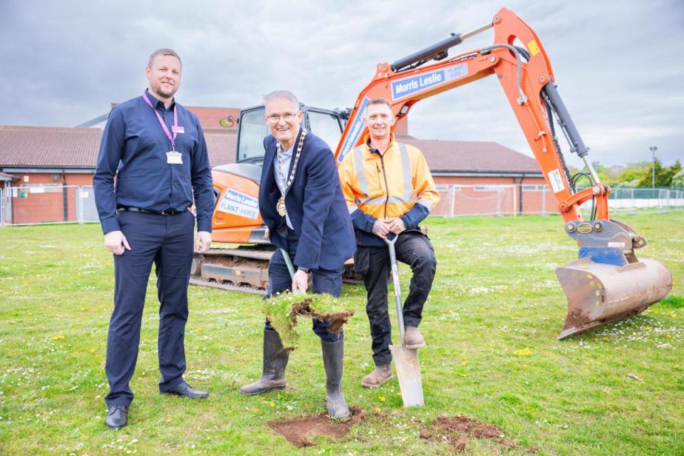 Mayor of Worcester, Cllr Louis Stephen, declared the work on the all-weather pitch at Perdiswell Leisure Centre underway <i>(Image: Worcester City Council)</i>