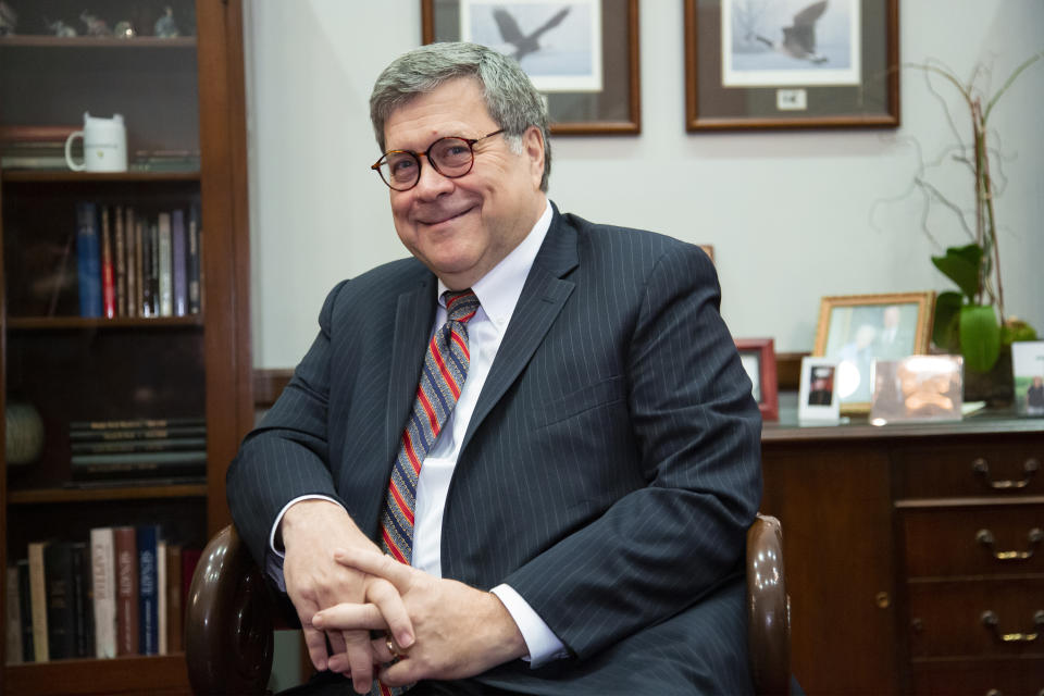 President Donald Trump's attorney general nominee, William Barr, meets with Senate Judiciary Committee Chairman Chuck Grassley, R-Iowa, on Capitol Hill in Washington, Wednesday, Jan. 9, 2019. Barr, who served in the position in the early 1990s, has a confirmation hearing before the Senate Judiciary Committee next week and could be in place at the Justice Department as soon as February when Deputy Attorney General Rod Rosenstein leaves after Barr is confirmed. (AP Photo/J. Scott Applewhite)