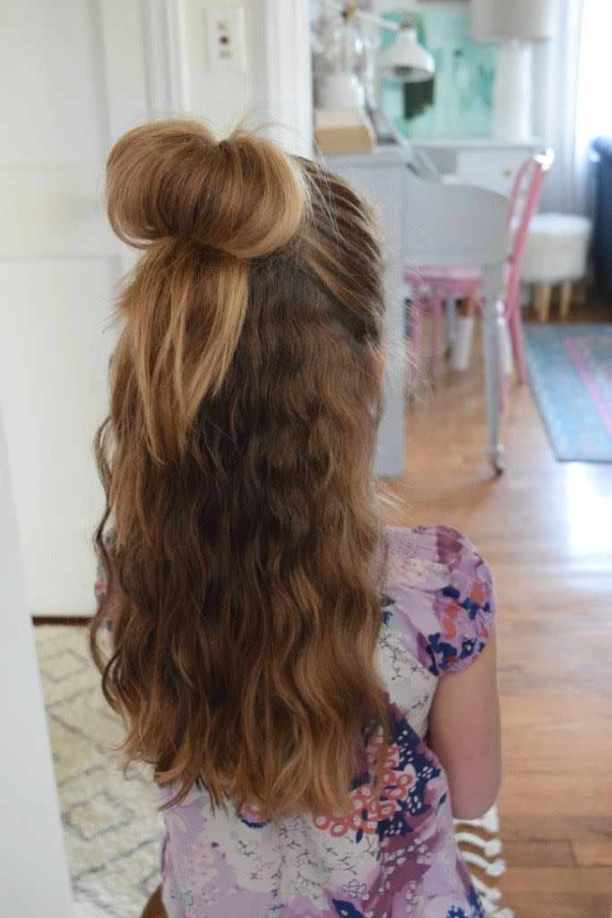 easy kids hairstyles half bun