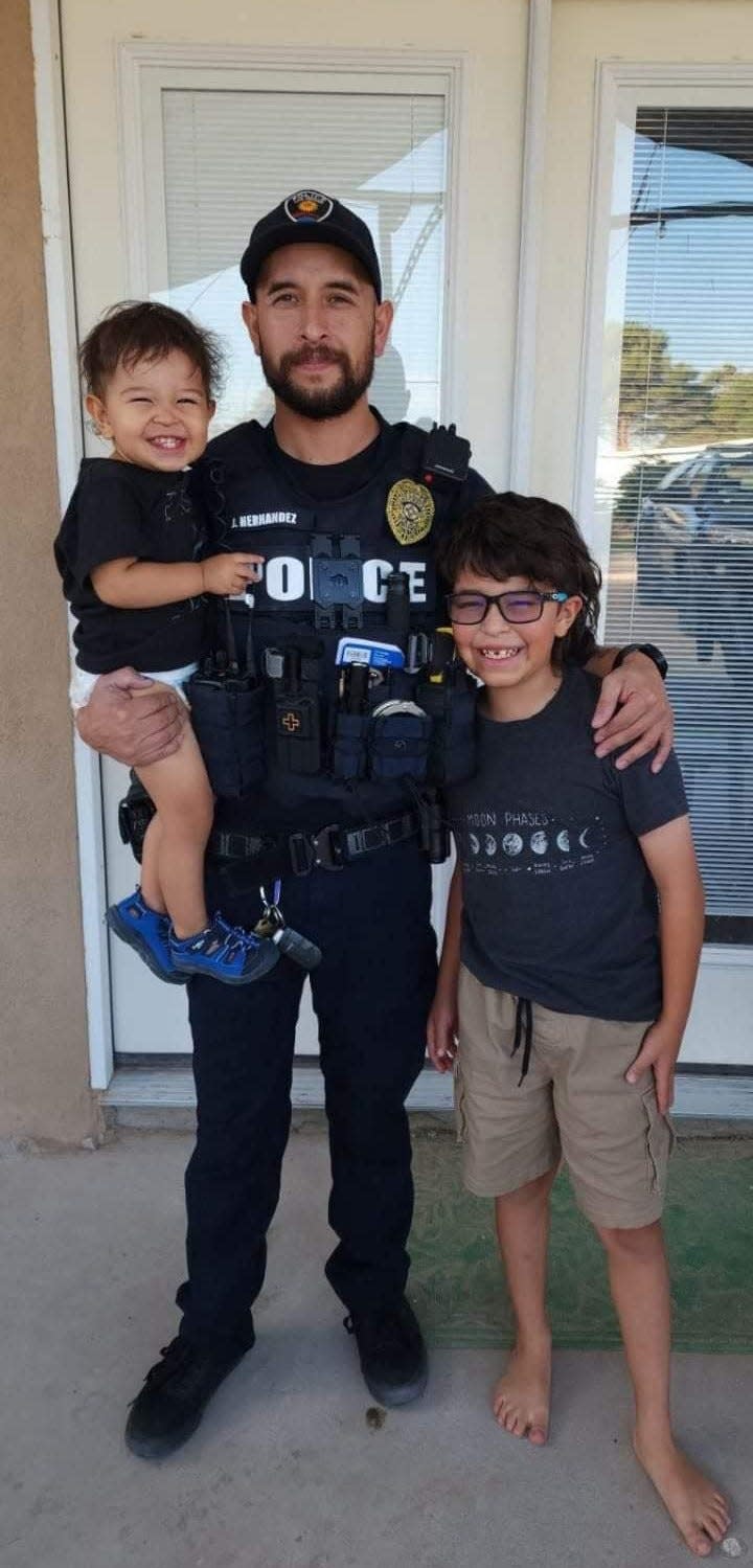 Las Cruces Police Department officer Jonah Hernandez, 35, was killed in the line of duty on Sunday in Las Cruces. Hernandez, from El Paso, leaves behind a wife and two young sons.