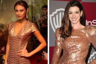 Here’s Anne Hathaway at the 68th Annual Golden Globe Awards wearing a fully sequined gown last year. But we think it’s how Sam Pinto accessorized her sequin number (with drop earrings) at the grand press conference of the upcoming “Si Agimat, Si Enteng Kabisote at Si Ako” that made all the difference.