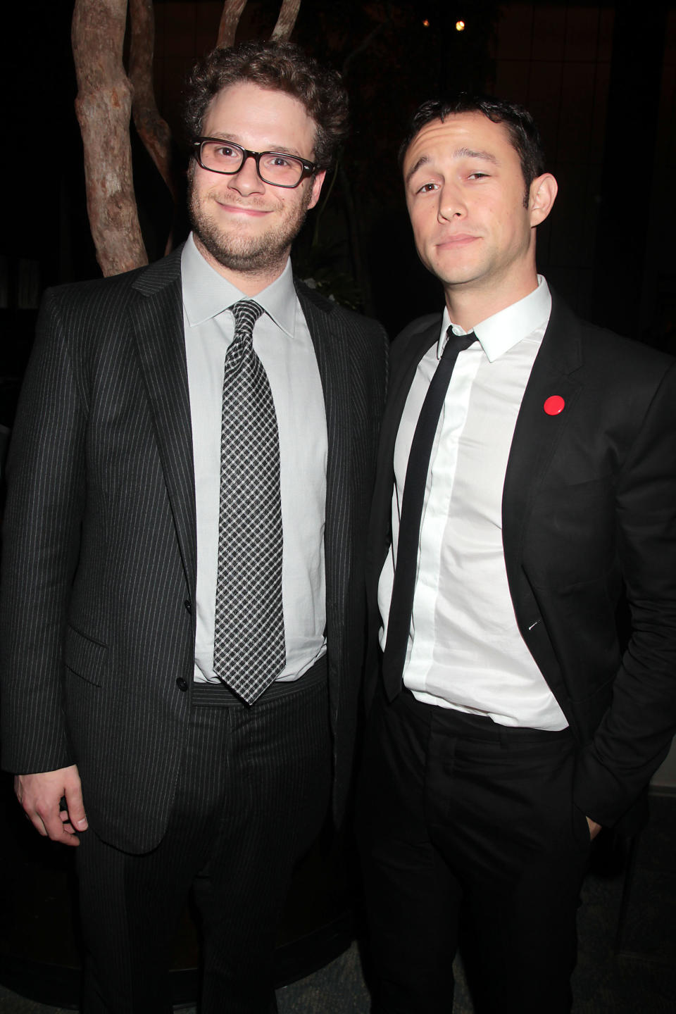 Seth Rogen and Joseph Gordon-Levitt, right, pose at the after party for the premiere of their film "50/50," on Monday, Sept. 26, 2011 in New York. (AP Photo/Starpix, Dave Allocca)